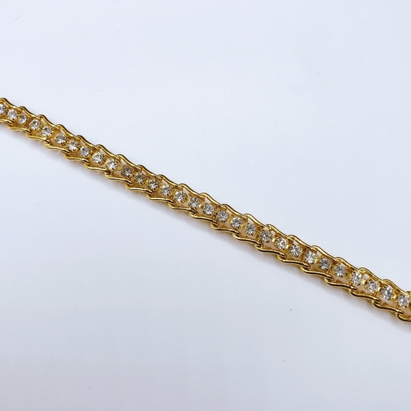 Dragon Tail Rhinestone Link Gold Tone Tennis Bracelet - Picture 3 of 7